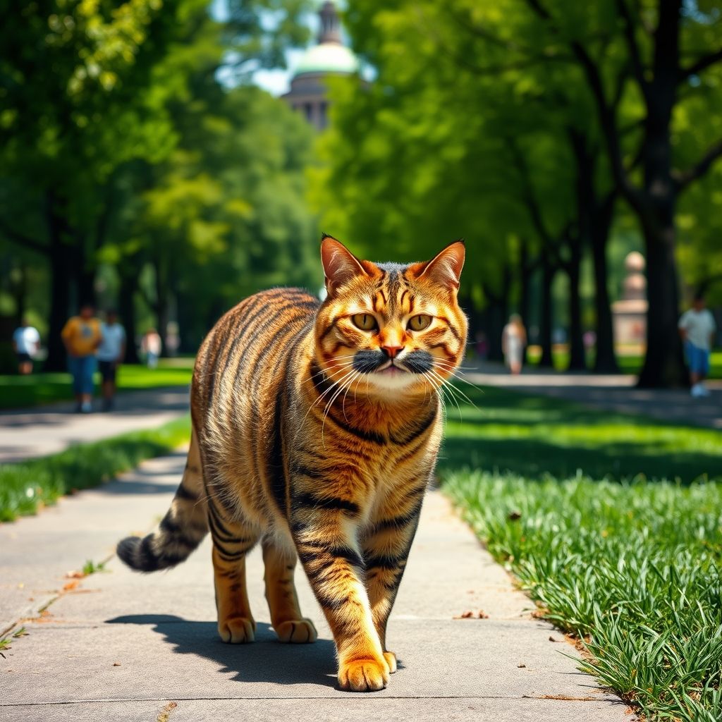 Imagem do gato com bigode no parque