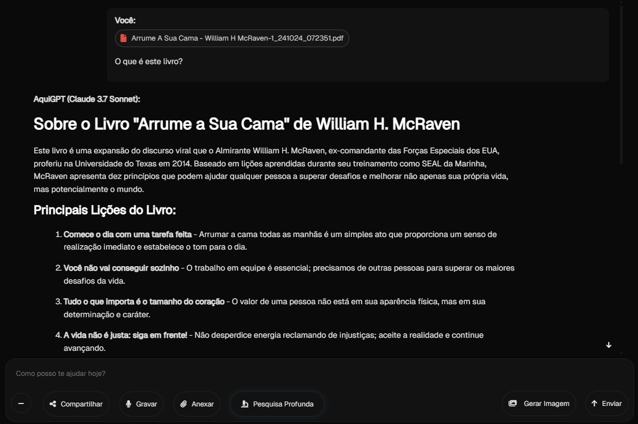 Experiência de chat com o Claude